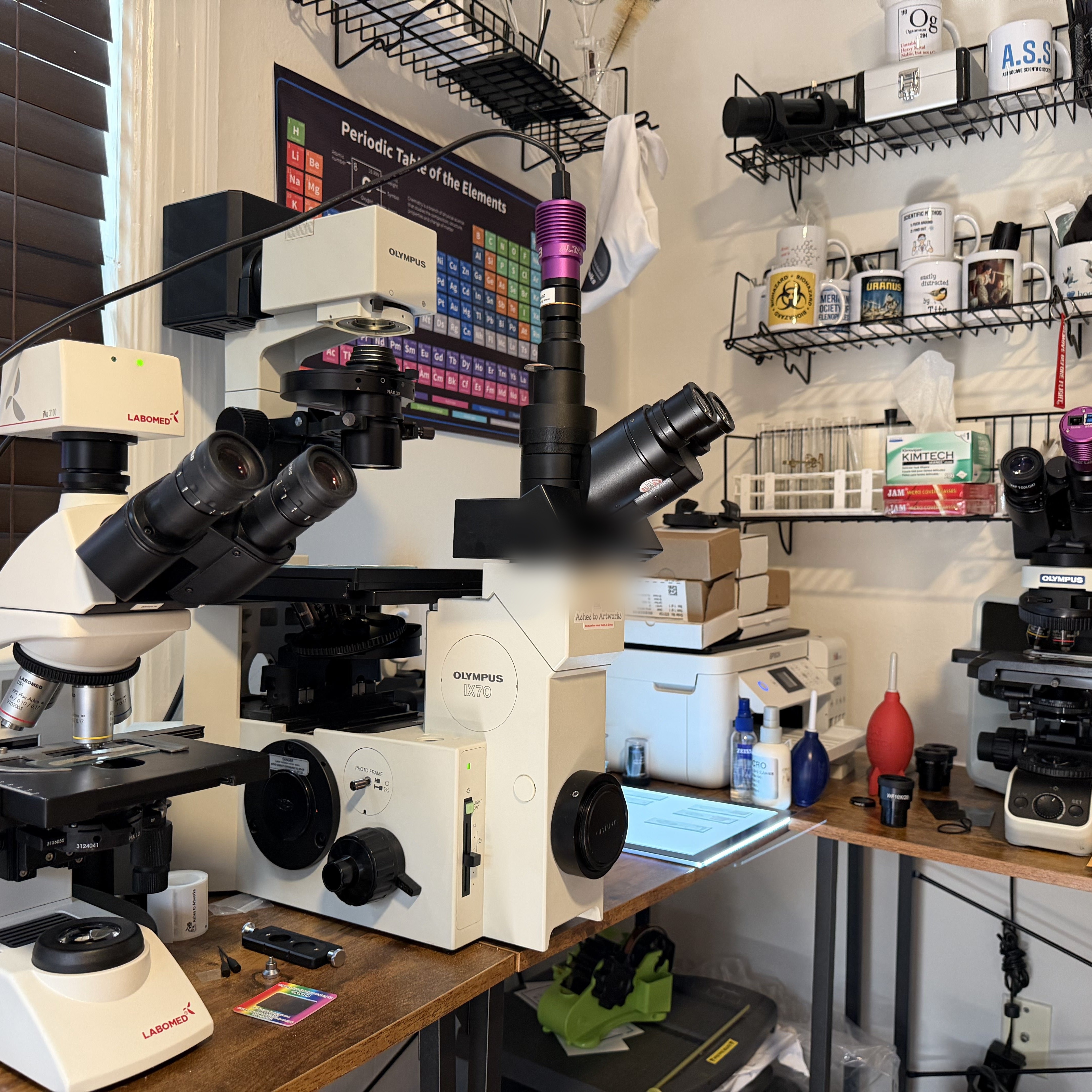Nikon microscopes set up in the Lumaren laboratory